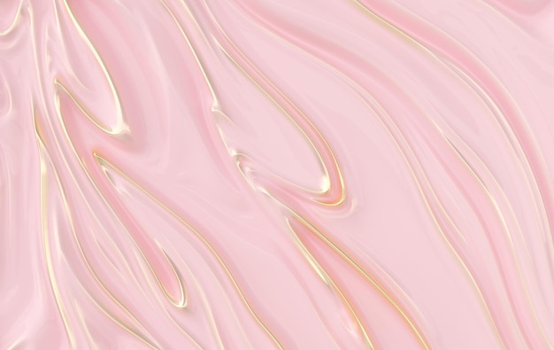 Abstract 3d rendering pink and golden fluid waves background