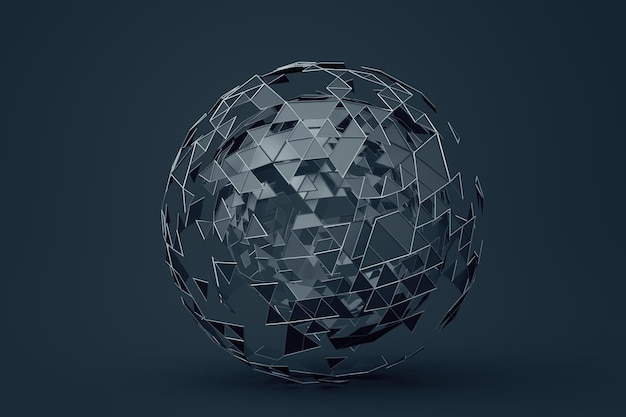Абстрактное 3D-рендеринг многоугольной сферы