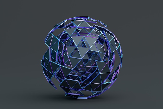 Abstract 3D Rendering of Polygonal Sphere