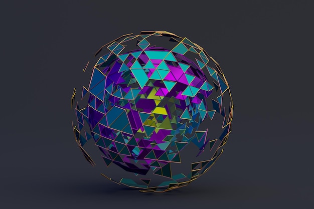 Abstract 3D Rendering of Polygonal Sphere