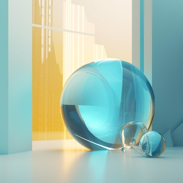 An abstract 3D rendering scene with layers of glass transparency