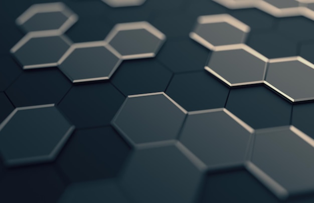 Abstract 3D Rendering of Surface with Hexagons