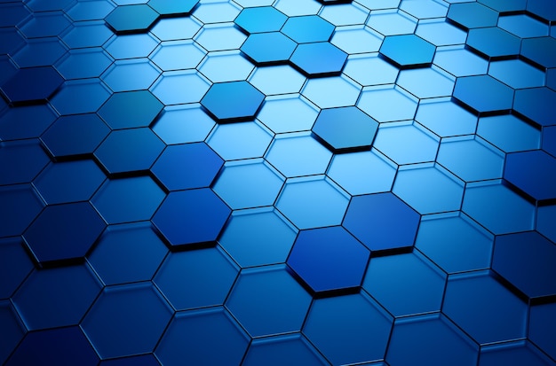 Abstract 3D Rendering of Surface with Hexagons