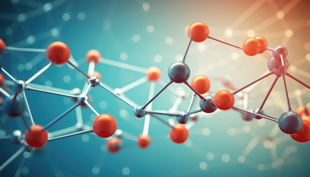 Abstract 3D-rendering van structuur met Spheres molecule model wetenschap wit achtergrond