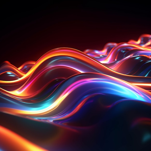 Photo abstract 3d rendering of a wave of colored light generative ai