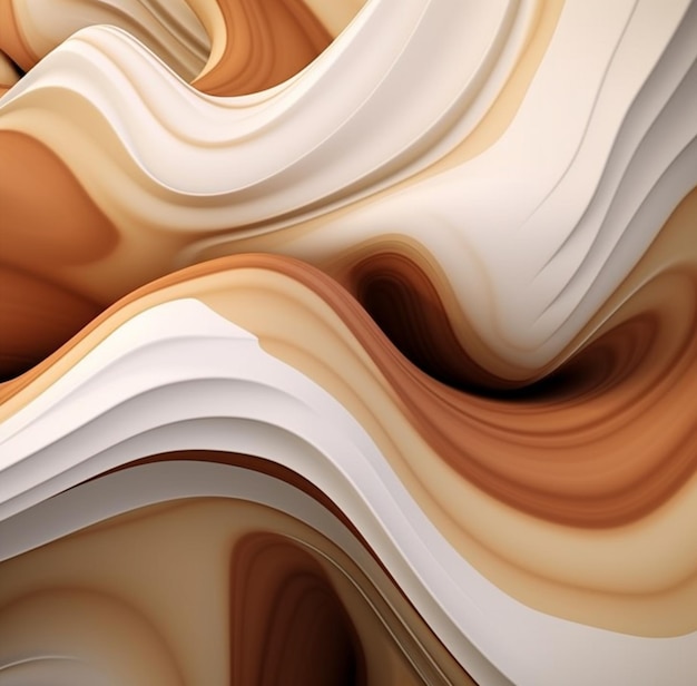 abstract 3d rendering of a wavy pattern of brown and white generative ai