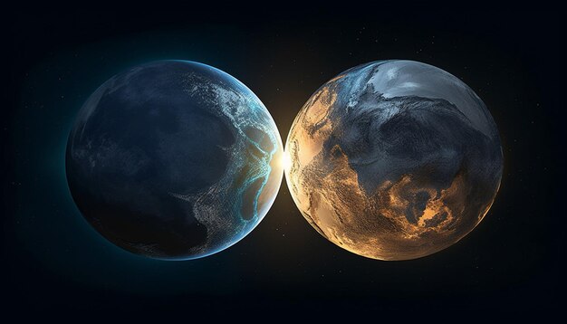 Photo an abstract 3d representation of earth and the moon