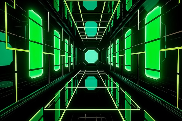 Abstract 3d room design against green background Ai generated