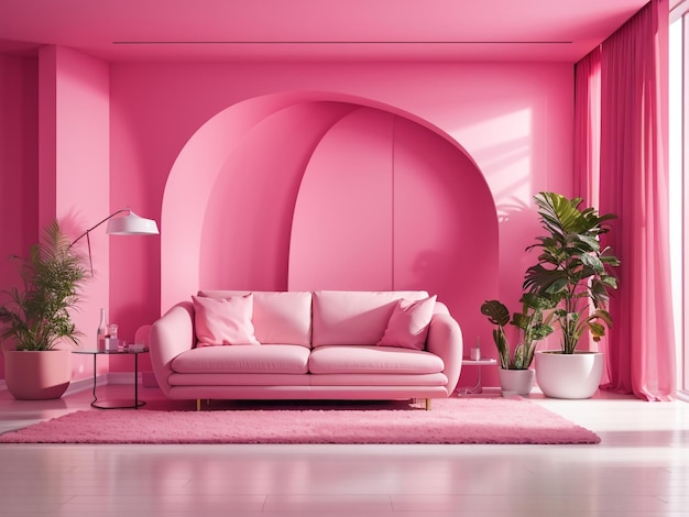 Abstract 3D Room in Pink Pustel Color