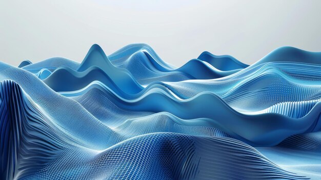 An abstract 3D shape of a blue ocean