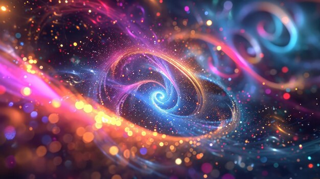 Abstract 3D symphony of subatomic particles background