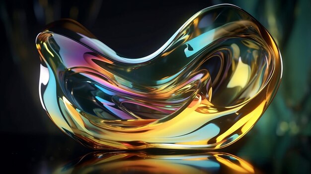 Abstract 3D transparent fluid twisted wavy glass Colorful element for wallpaper or banner