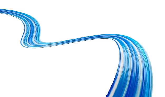 Abstract 3d twisted blue flow liquid shape Acrylic paint stroke Modern design 3d illustration