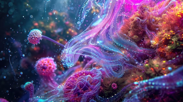 Abstract 3D underwater surreal dreamscape background