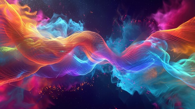 abstract 3d vibrant wavy ribbon background