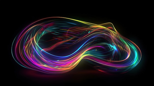 Abstract 3D Wave in Neon Holographic Motion Generative AI