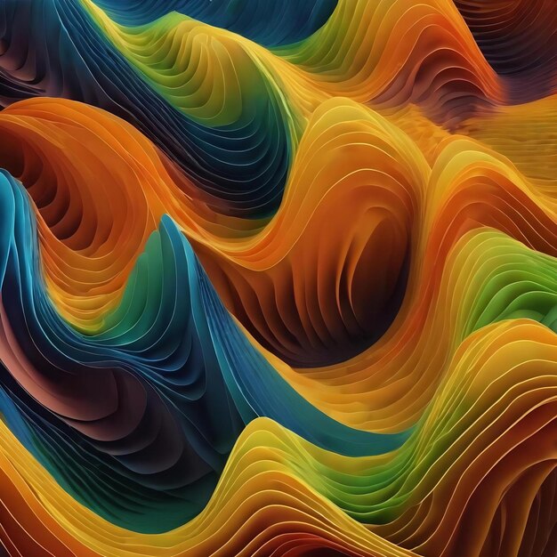 Abstract 3d wavers background gradient 3d background wallpaper yellow orange blue green