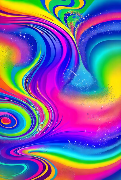 Abstract 3d waves with neon palette