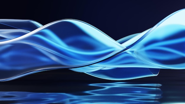 Abstract 3D Wavy Blue Glass Background