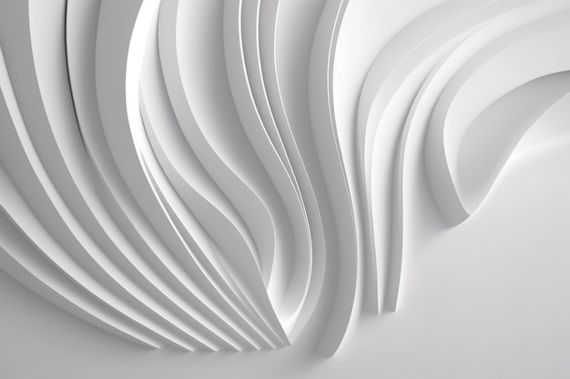 Abstract 3d white paper background with wavy lines Generative AI