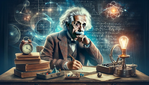 Abstract achtergrond van Einstein over tijd toekomst en dimensie