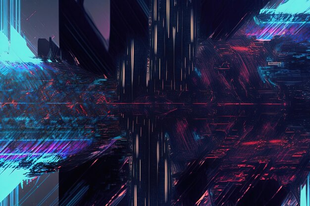 Abstract achtergrondontwerp met glitch-effect creëert een hightech en futuristisch ontwerp dat modern en innovatief is Het bevat glitch- en vervormingseffecten digitale kunst en creativiteit AI