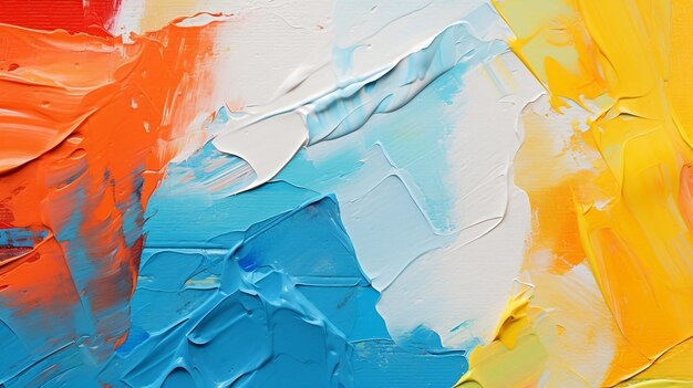 Abstract acrylic paint background in blue orange yellow and pink colors