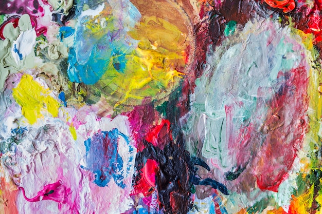 Abstract acrylic paint palette of colorful background