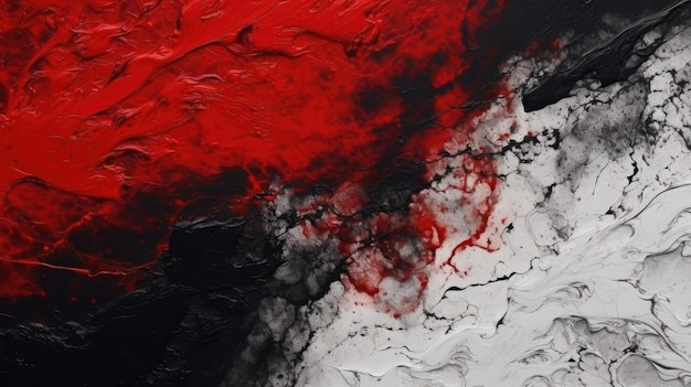 Abstract acrylic paint splash in black red and white