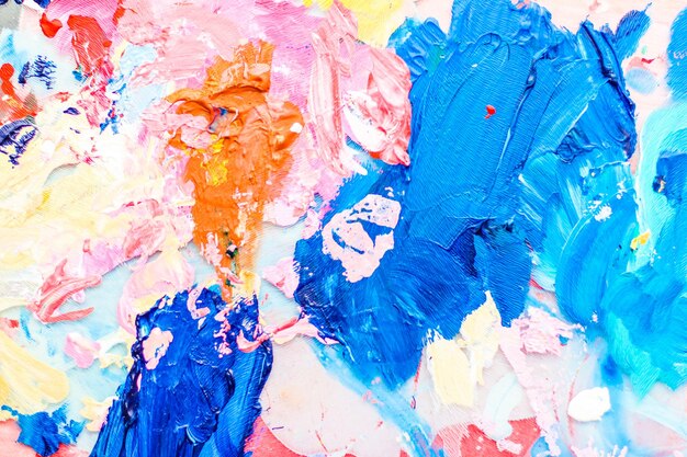 Abstract acrylic paint strokes art brush flatlay background