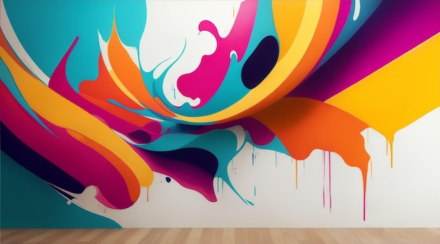 Abstract acrylic painting on wall by Generative AI