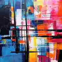 Photo abstract acrylic paintings by nakil goyal neon grids and urban emotions