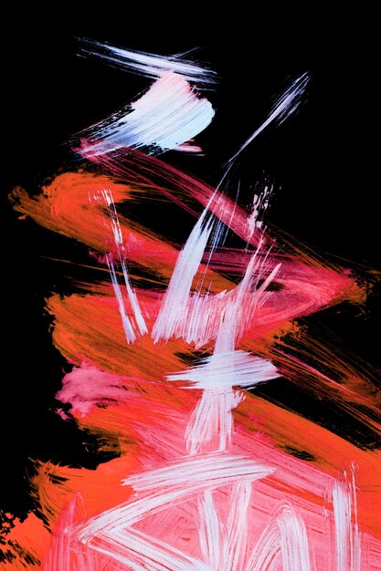 Абстрактный акриловый красно-белый рисунок на черном фоне