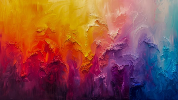 Abstract acrylic wave painting in rainbow colors