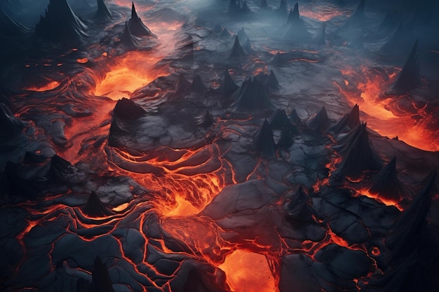 사진 외계 행성 을 은 용암  의 추상적 인 공중 사진
