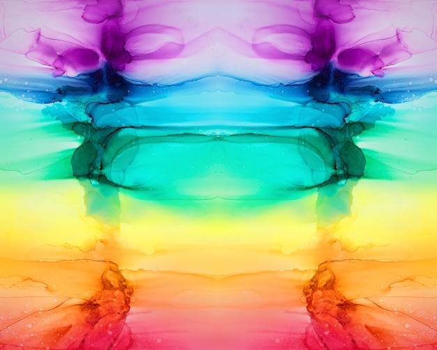 Photo abstract alcohol ink rainbow colorful background wallpaper mixing acrylic paints modern art