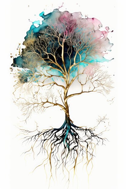 Abstract alcohol ink tree