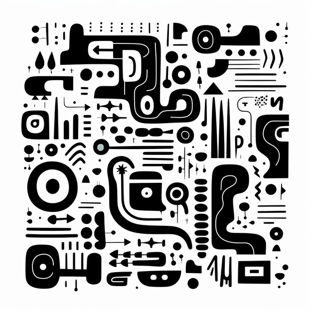 Abstract Algorithmic Artistry Playful Doodle Poster With Bold Patterns