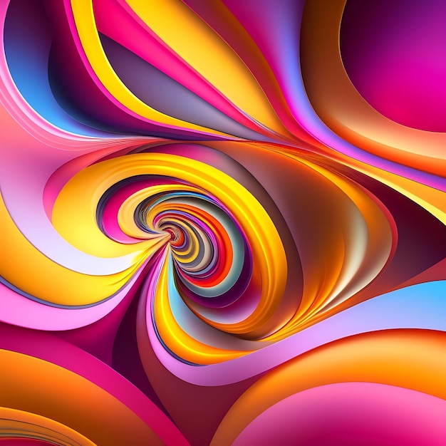 Abstract amazing background of colorful glowing intertwining pink and yellow shapes