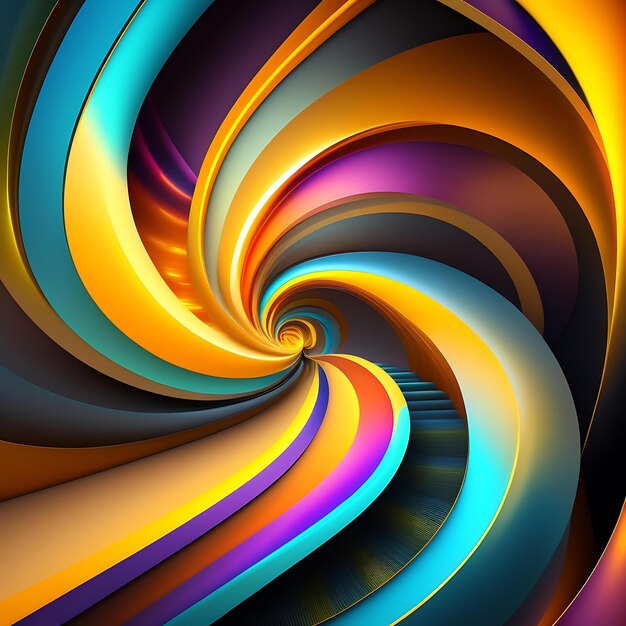 Abstract amazing background of colorful glowing swirl golden shapes