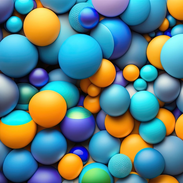 Abstract amazing background from colorful blue balls of different shapes