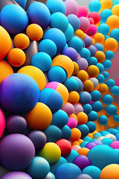 Abstract amazing background from colorful blue balls of different shapes