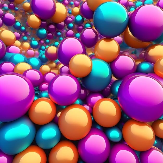 Abstract amazing background from colorful purple balls of different shapes Fantasy fractal texture