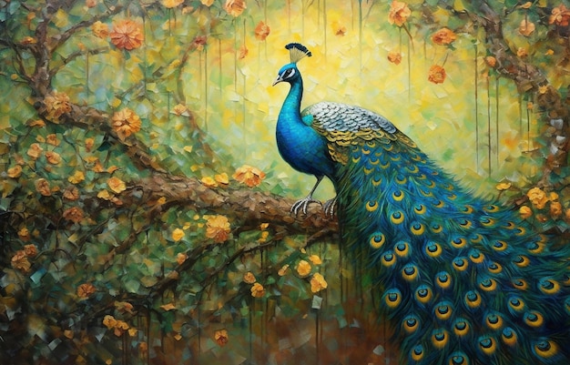 Abstract animal Oil painting horse butterfly peacock phoenix