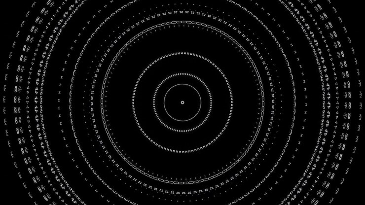 Photo abstract animation of hypnotic circles moving and blinking on the dark background animation k