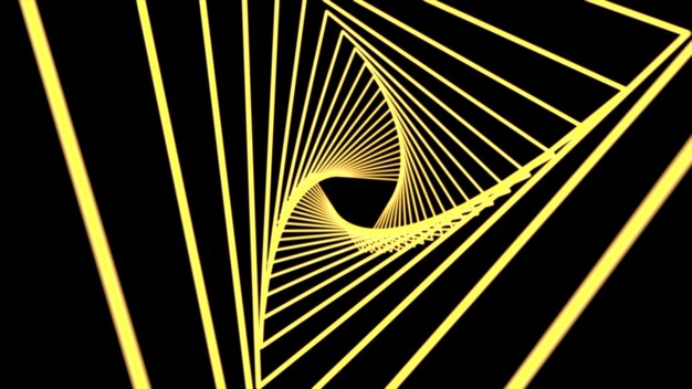 Abstract animation with rotating triangles on a black background computer renderer