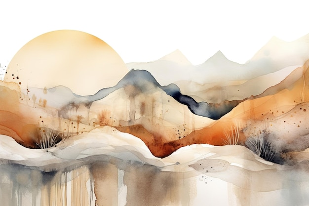 abstract aquarel minimalistisch landschap