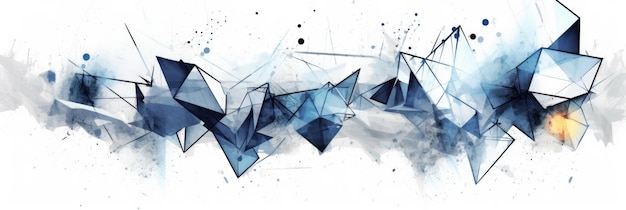 Abstract aquarelkunstwerk vermengd met buzzy geometrische vormen voor de achtergrond van sociale media banner generatieve AI-afbeelding