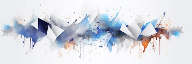 Abstract aquarelkunstwerk vermengd met buzzy geometrische vormen voor de achtergrond van sociale media banner generatieve AI-afbeelding