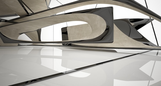 Abstract architectonisch glad betonnen interieur van een minimalistisch huis 3D illustratie